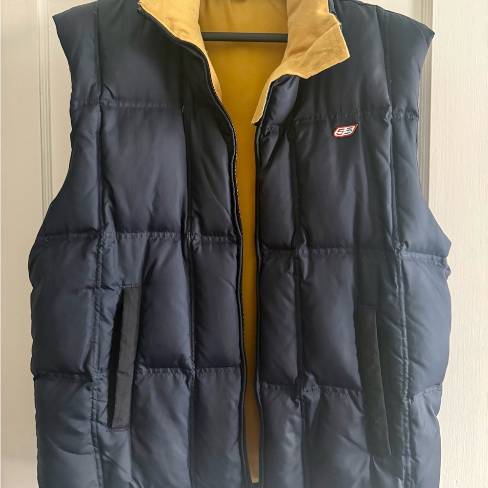 Vintage 90s Diesel 55DSL Down Puffer Vest Navy/Yellow L